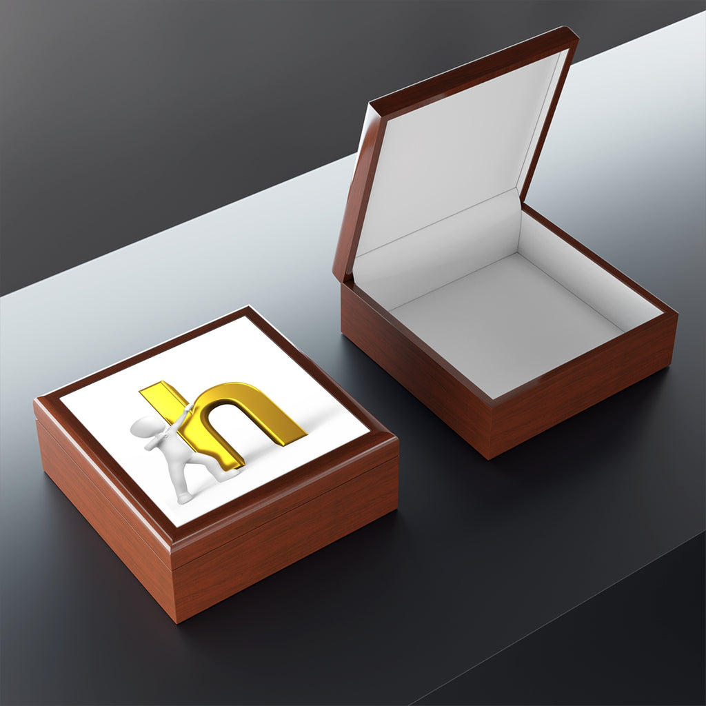 3D Gold Letter H Monogram Jewelry Box | Personalized Initial Keepsake