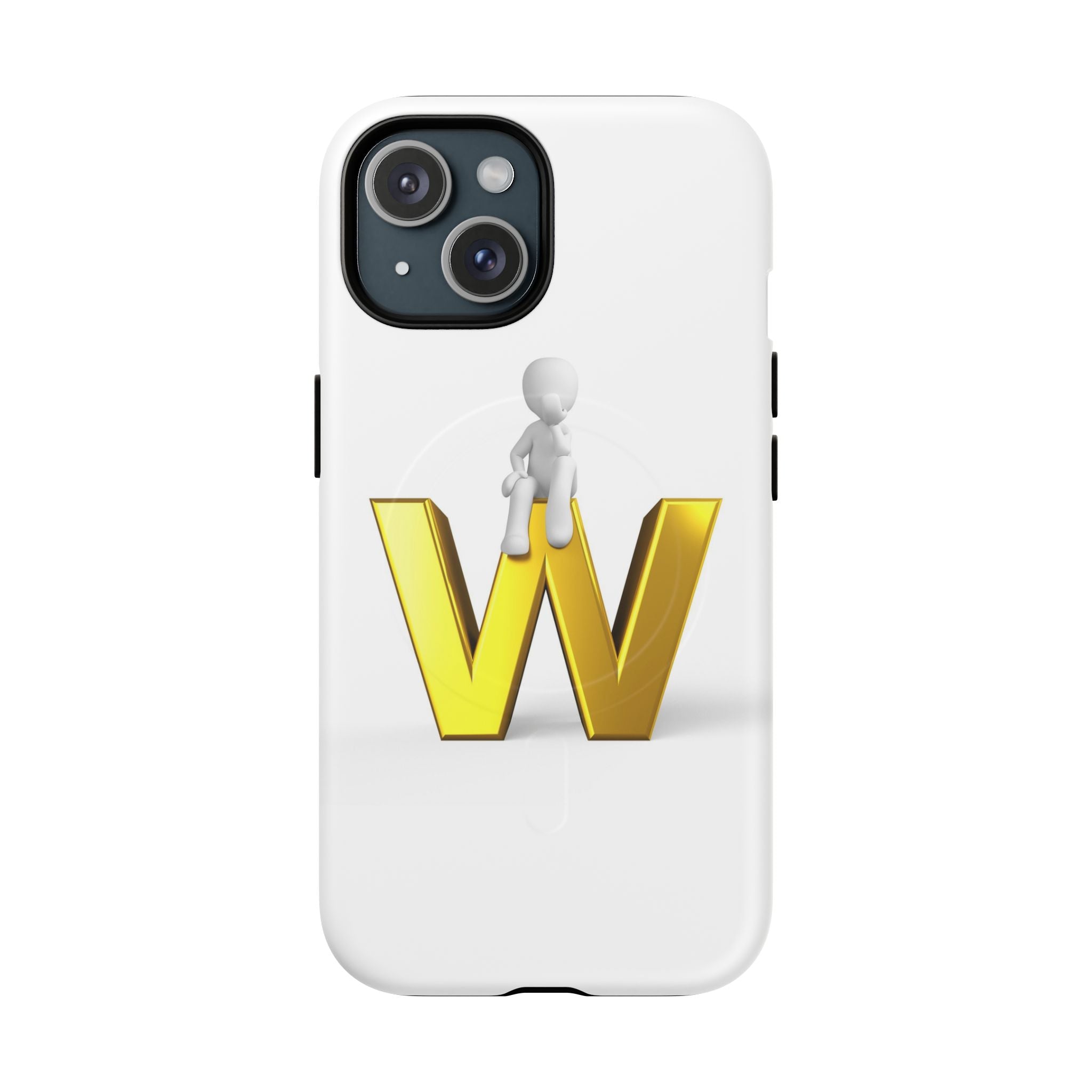 Coque de téléphone magnétique robuste avec figurine 3D sur fond doré