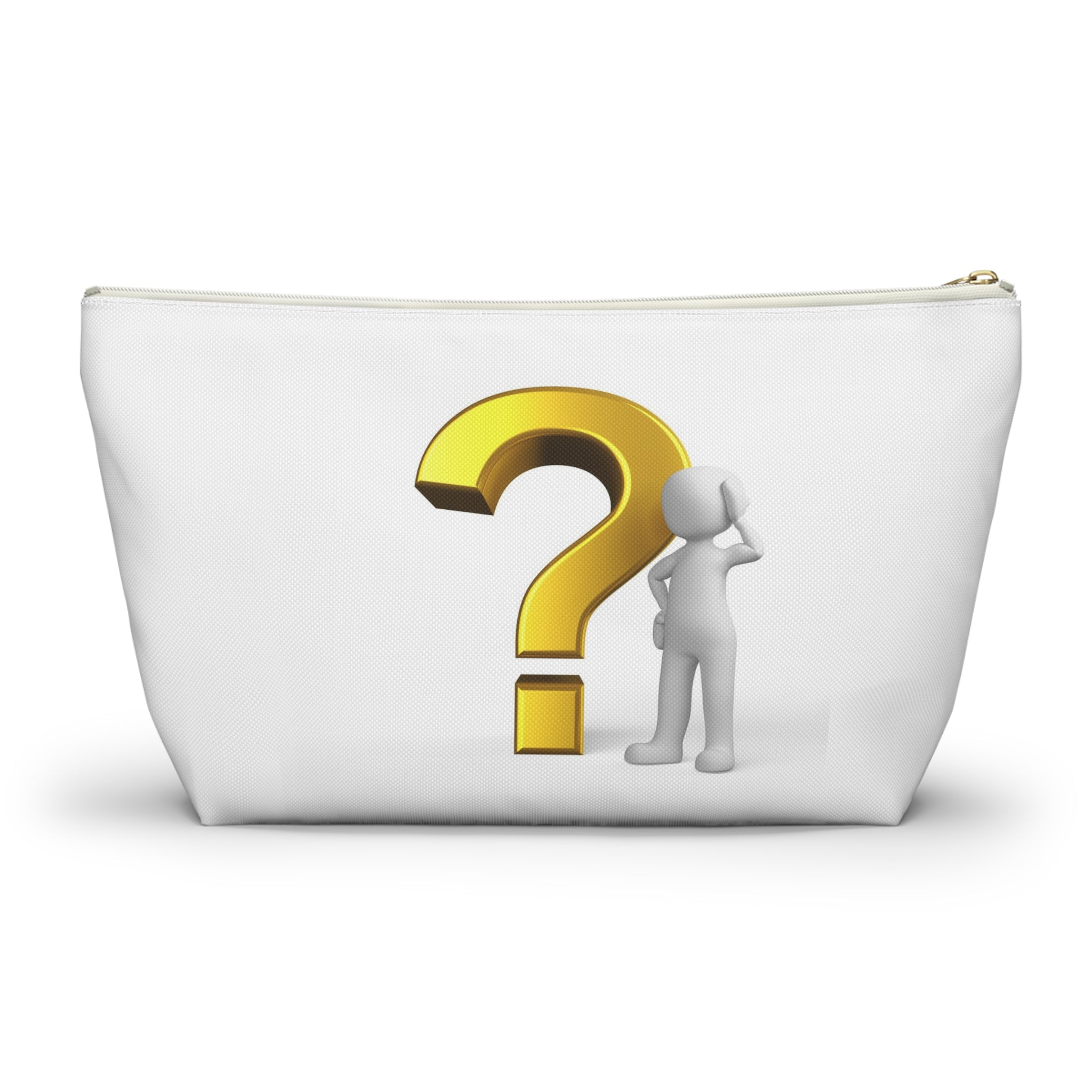Gold Question Mark with Thinking Figure Accessory Pouch