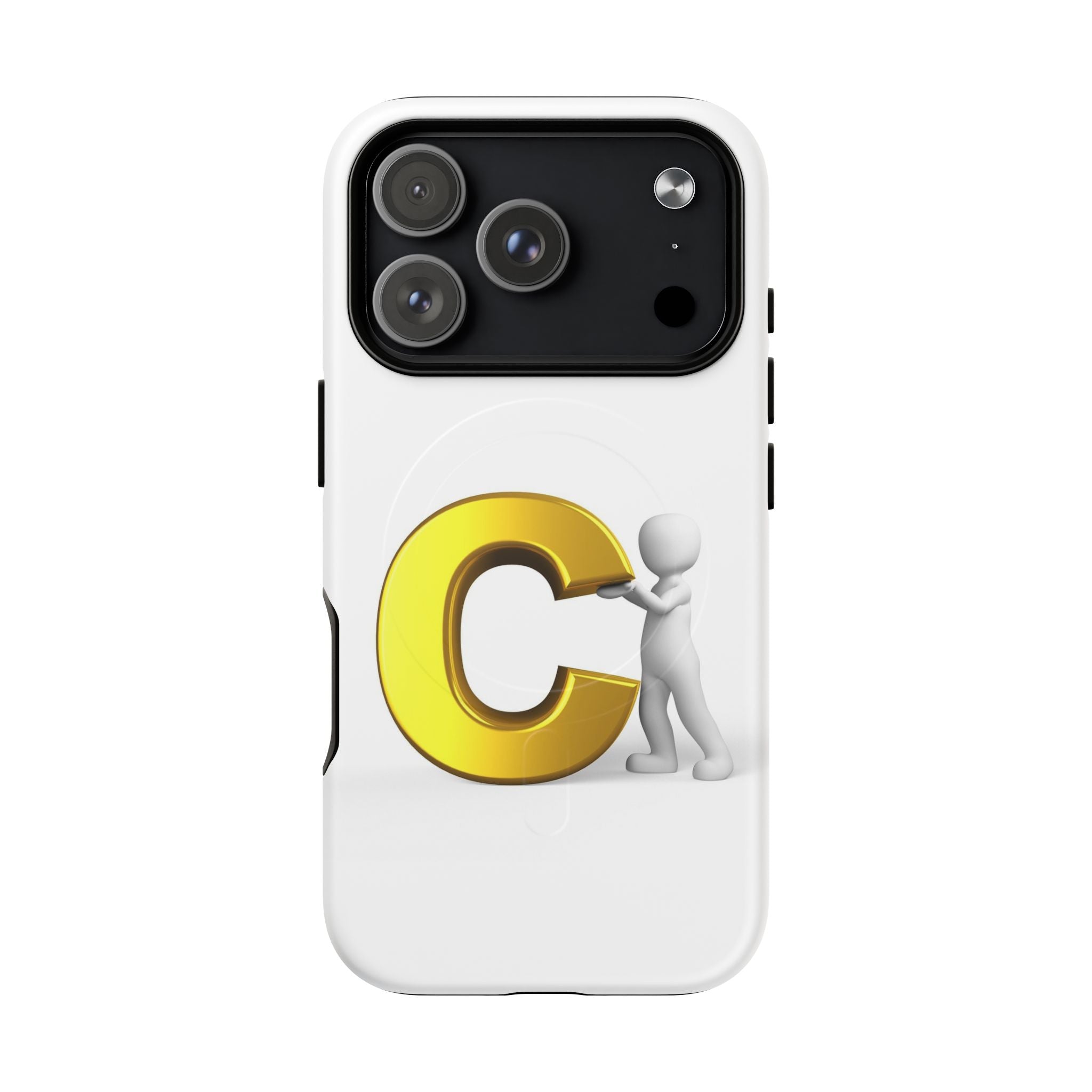 Coque de téléphone Monogramme Lettre C Dorée | Coque magnétique robuste