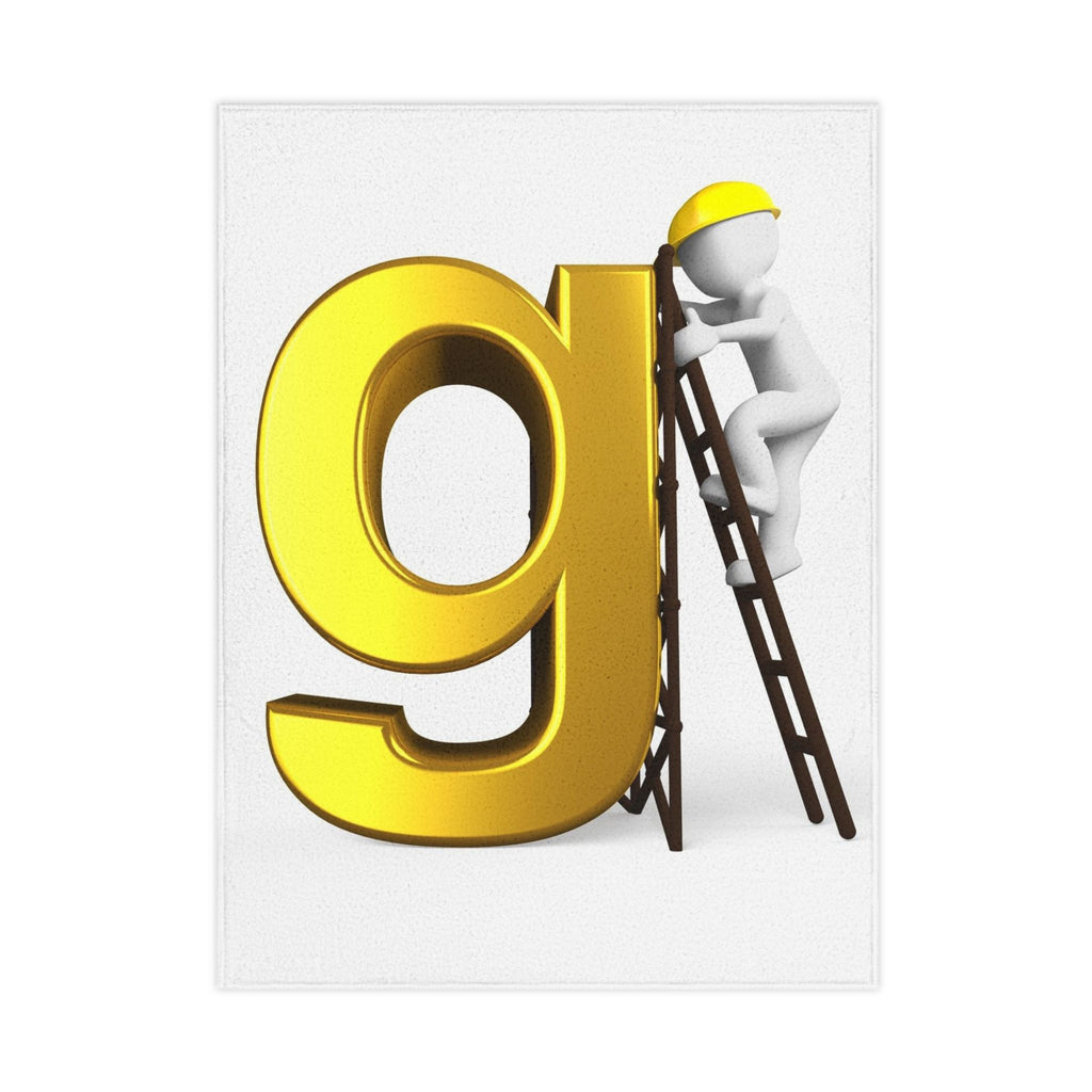 Gold Letter G with Worker Illustration Toddler Blanket | Alphabet Nursery Decor