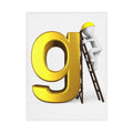 Gold Letter G with Worker Illustration Toddler Blanket | Alphabet Nursery Decor