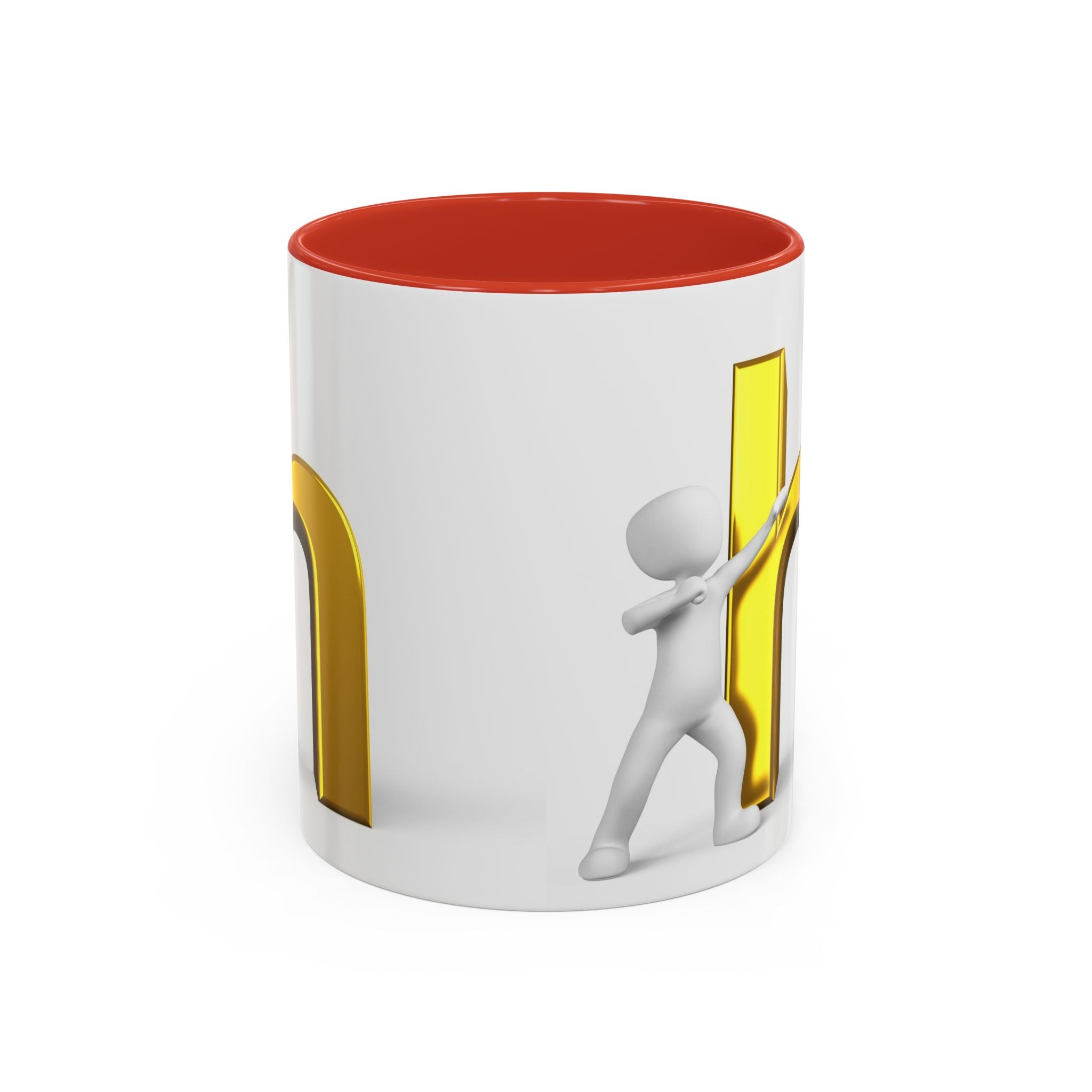 Mug avec figure 3D poussant la lettre h dorée | Mug à anse colorée 11/15oz