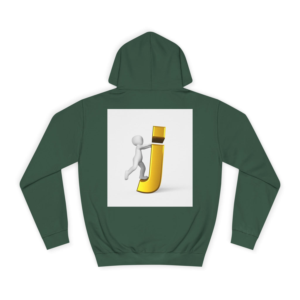 3D Stick Figure Riding Gold Letter J Hoodie | Initial Monogram Letter J