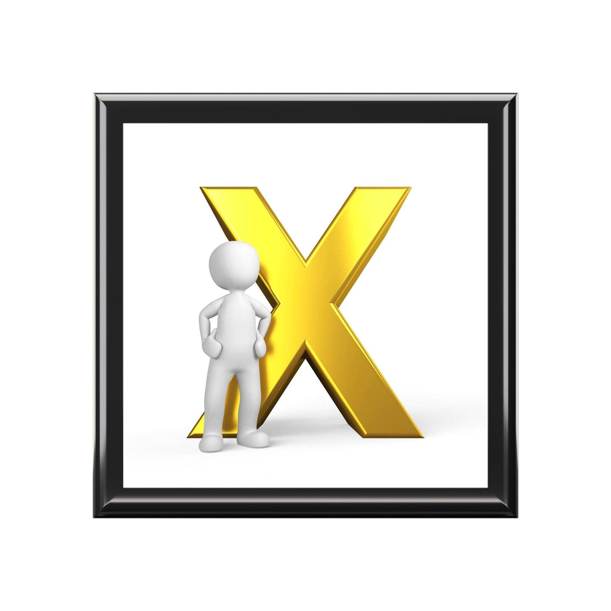3D Gold X Initial Jewelry Box | Personalized Keepsake Box