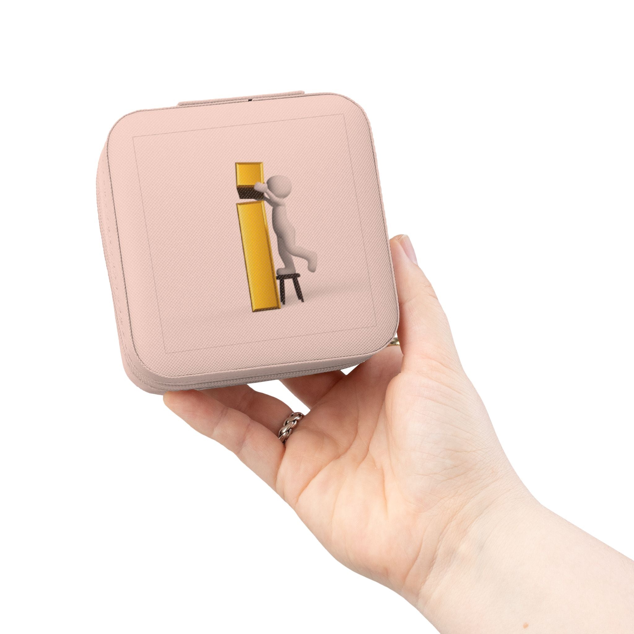 Minimalist 3D Figure Monogram Jewelry Travel Case | Compact Velvet Organizer