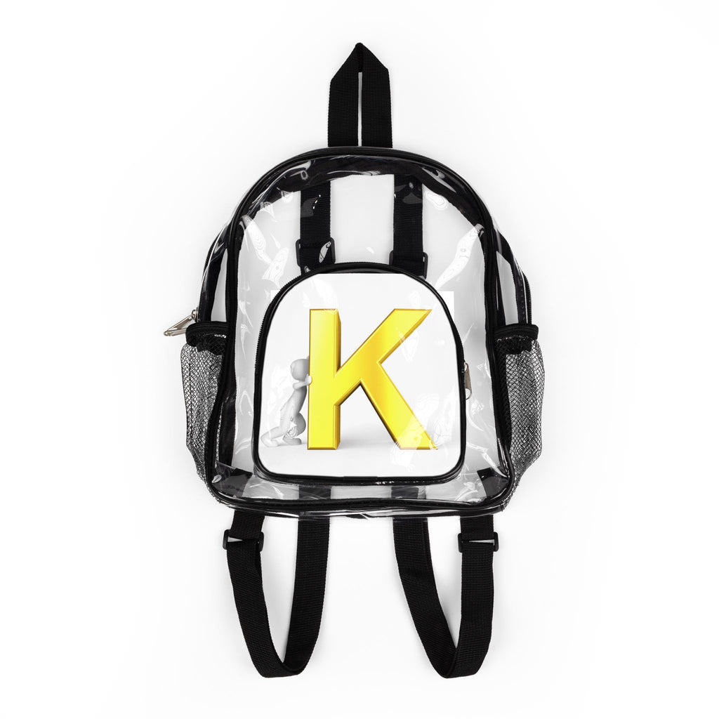 Yellow 3D Letter K Clear Stadium Backpack | PVC Clear Bag