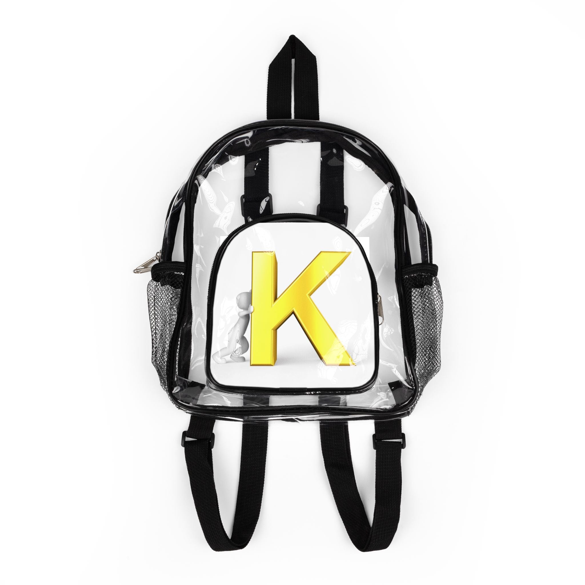 Yellow 3D Letter K Clear Stadium Backpack | PVC Clear Bag