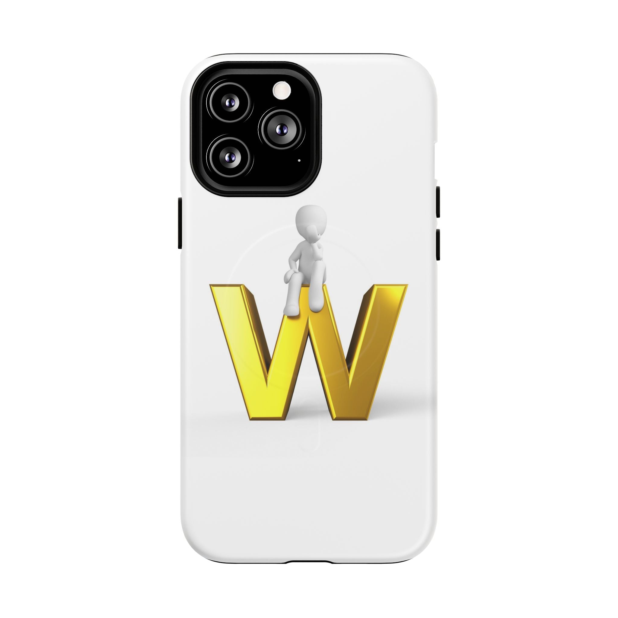 Coque de téléphone magnétique robuste avec figurine 3D sur fond doré