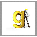 Woven-Style Coverlet | 3D Figure Building Gold Letter G