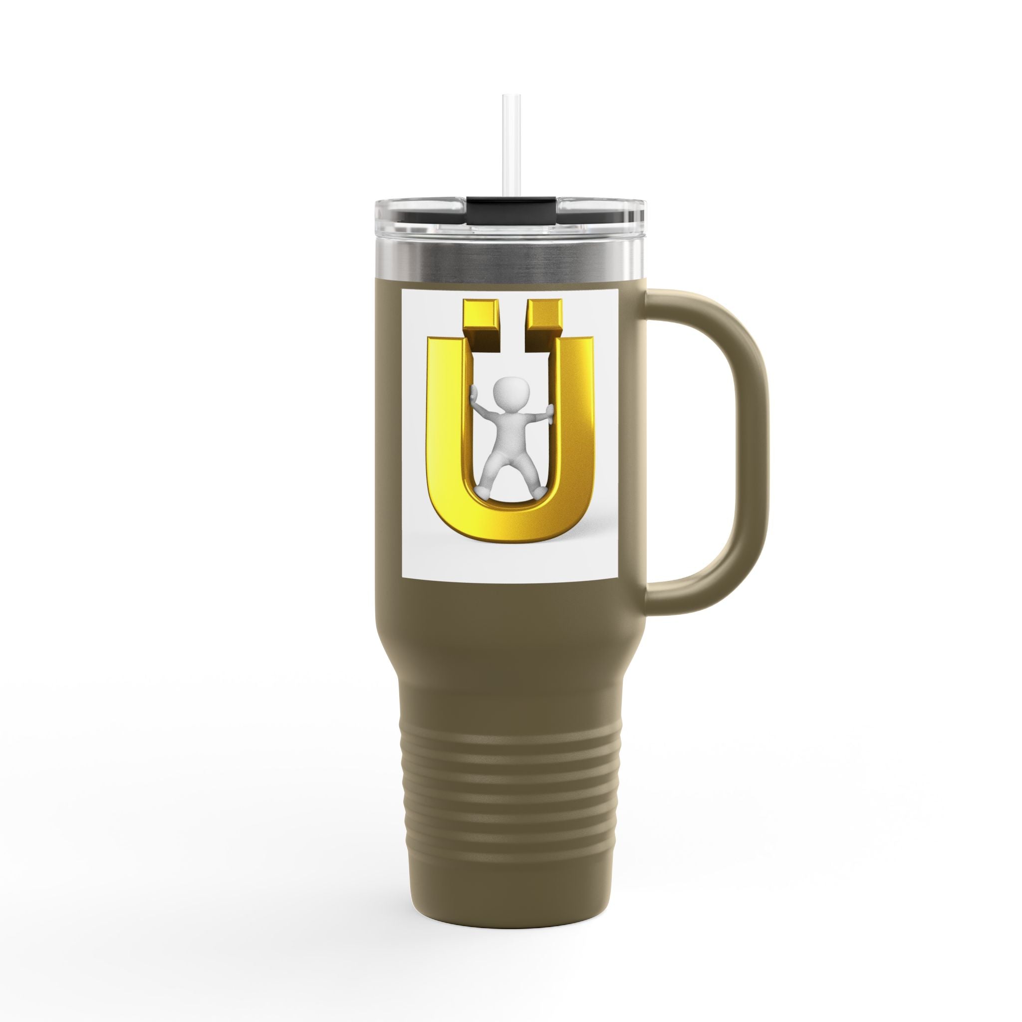 Golden Letter Ü with Figure 40oz Travel Mug | Insulated Tumbler