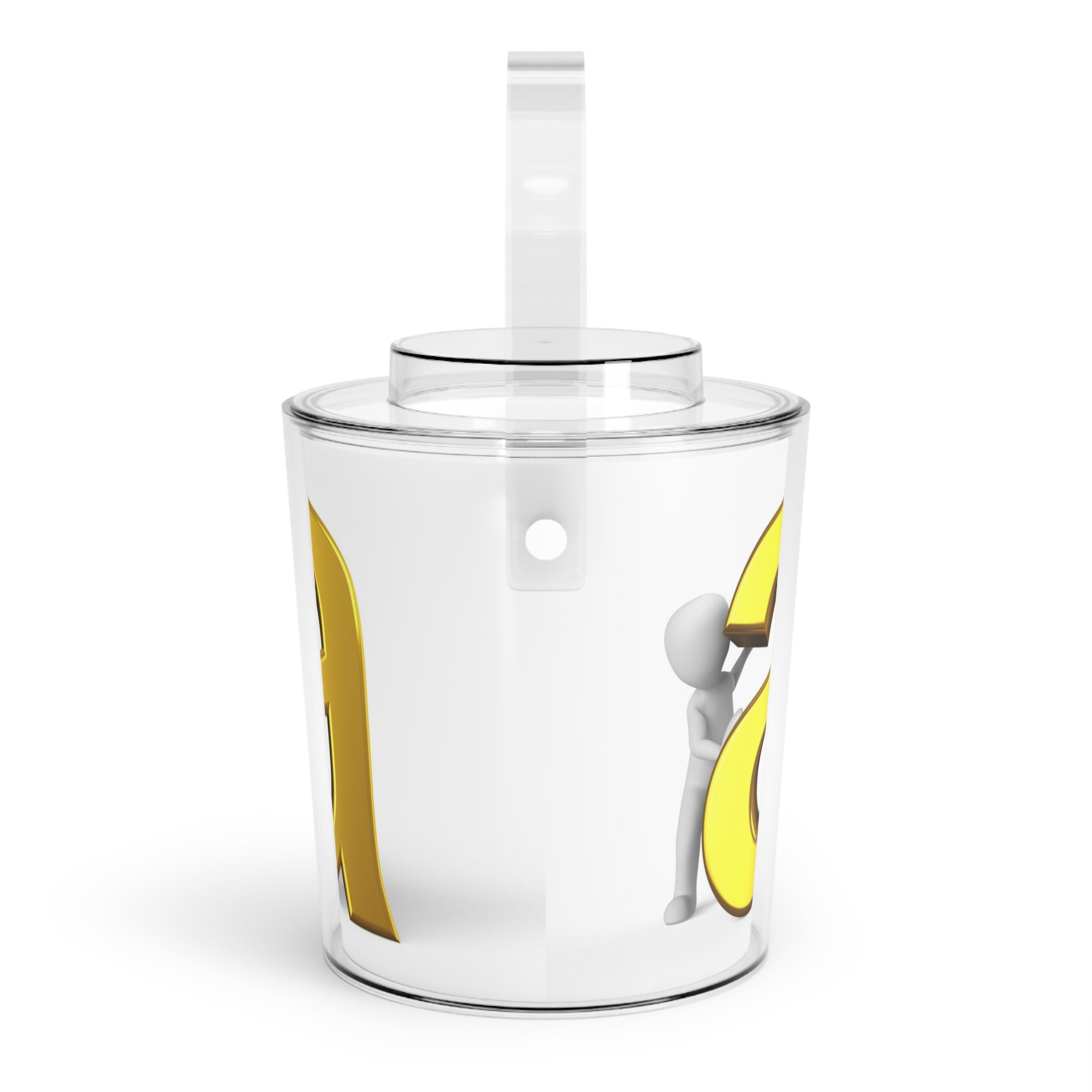 Gold Letter A Monogram Ice Bucket | Clear Acrylic Ice Bucket with Tongs