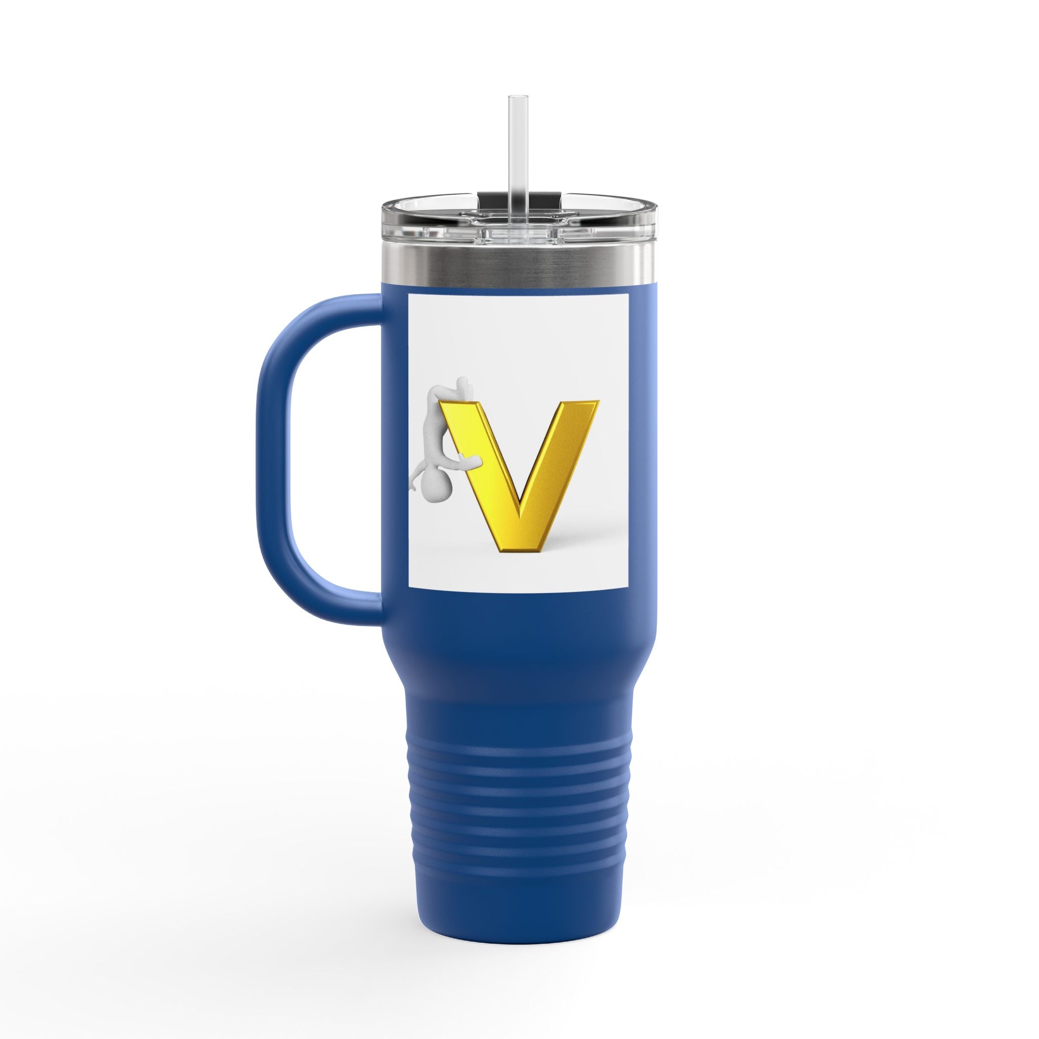 Gold Letter V Monogram Travel Mug | 40oz Insulated Tumbler
