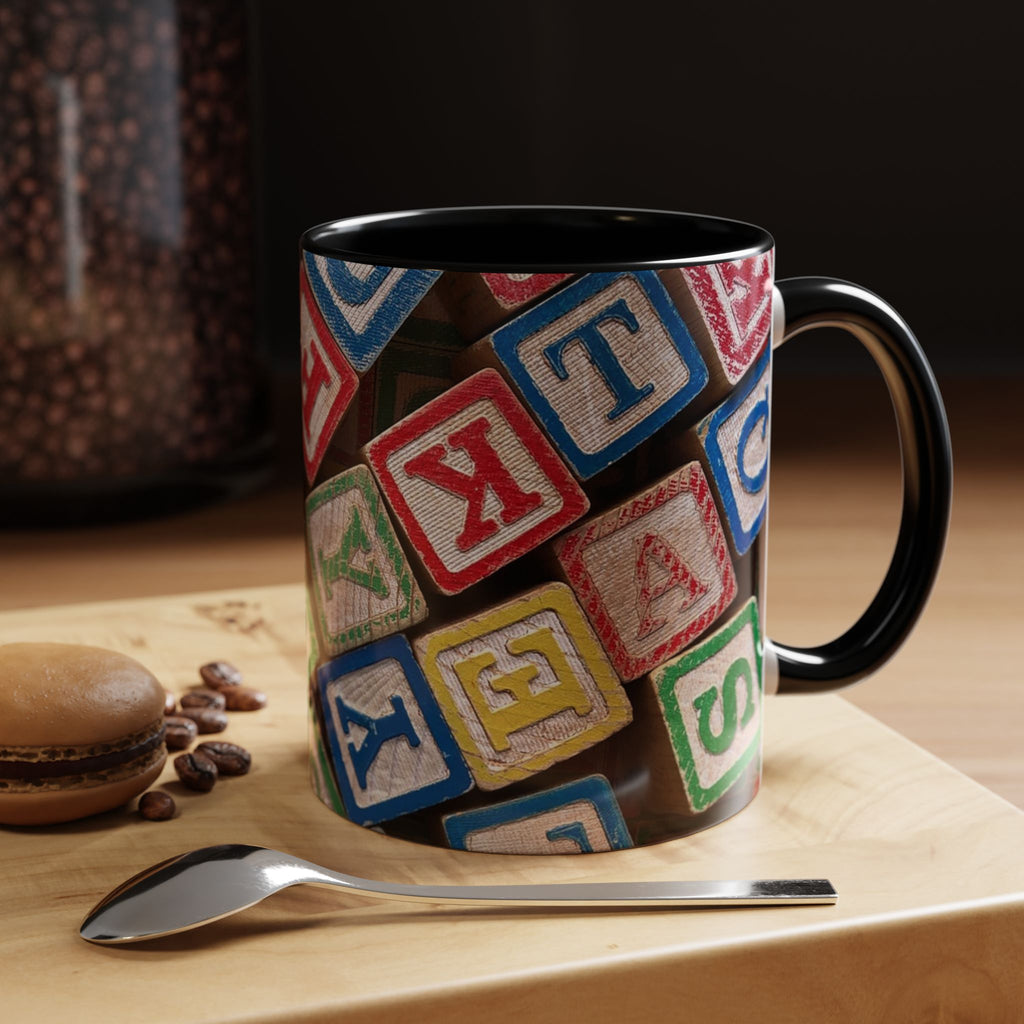 Alphabet Blocks Accent Coffee Mug | Kids Toy Letter Pattern