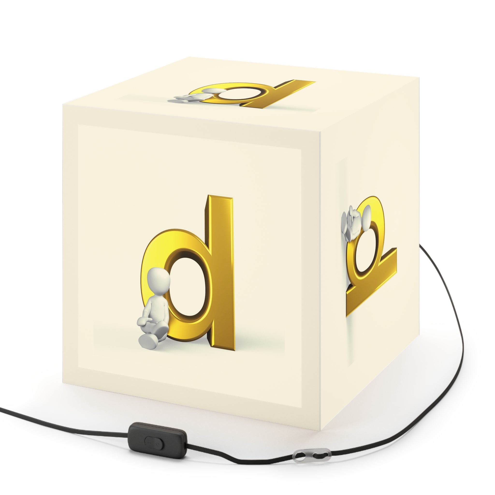 Gold Letter D Light Cube Lamp | Alphabet Initial Night Light