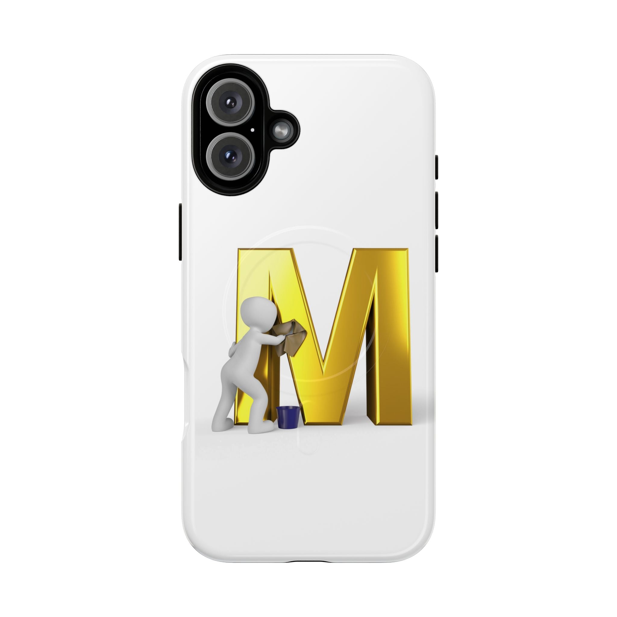 Coque de téléphone aimantée et robuste avec lettre M dorée | Coque magnétique résistante
