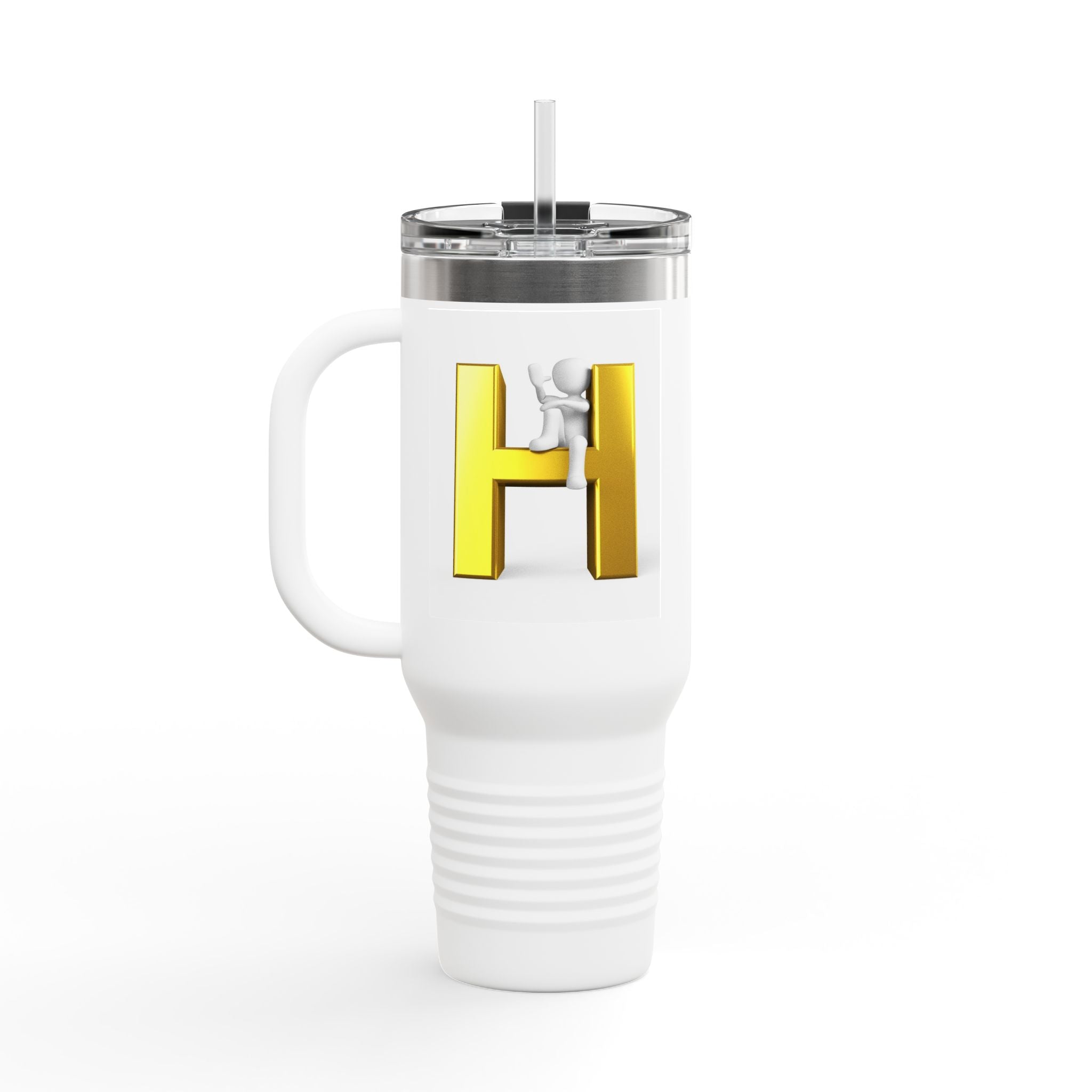 3D Yellow Letter H Monogram Travel Mug | 40oz Insulated Tumbler
