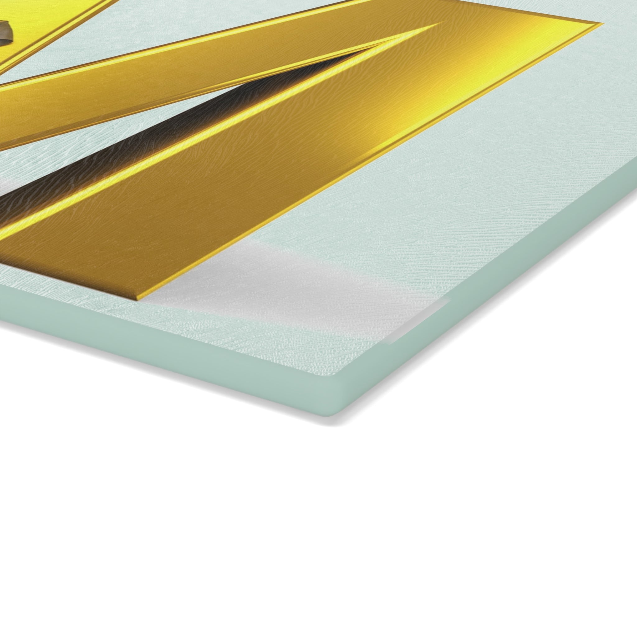 Gold Letter M with Cleaner Illustration Glass Cutting Board | Monogram Kitchen Decor