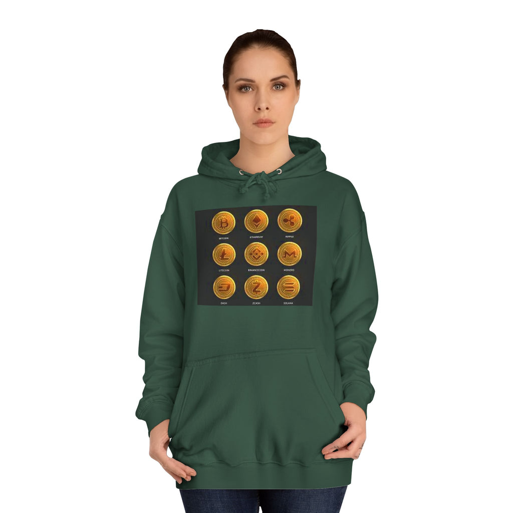 Crypto Coin Icons Hoodie | Bitcoin Ethereum Litecoin Ripple Doge Zcash Monero