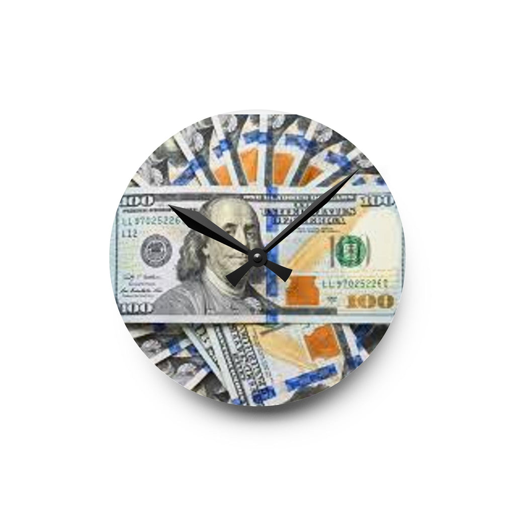 Hundred Dollar Bills Acrylic Clock | Money Stack Wall Clock