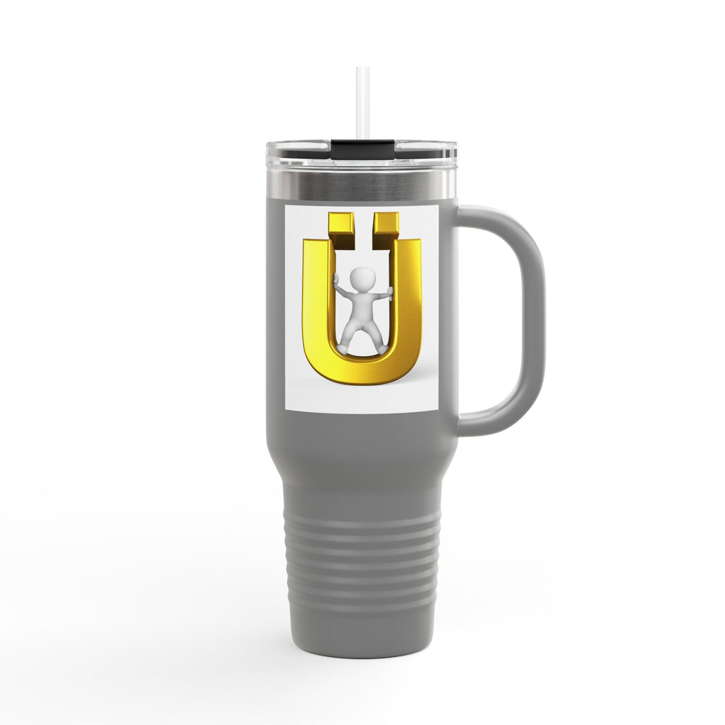 Golden Letter Ü with Figure 40oz Travel Mug | Insulated Tumbler
