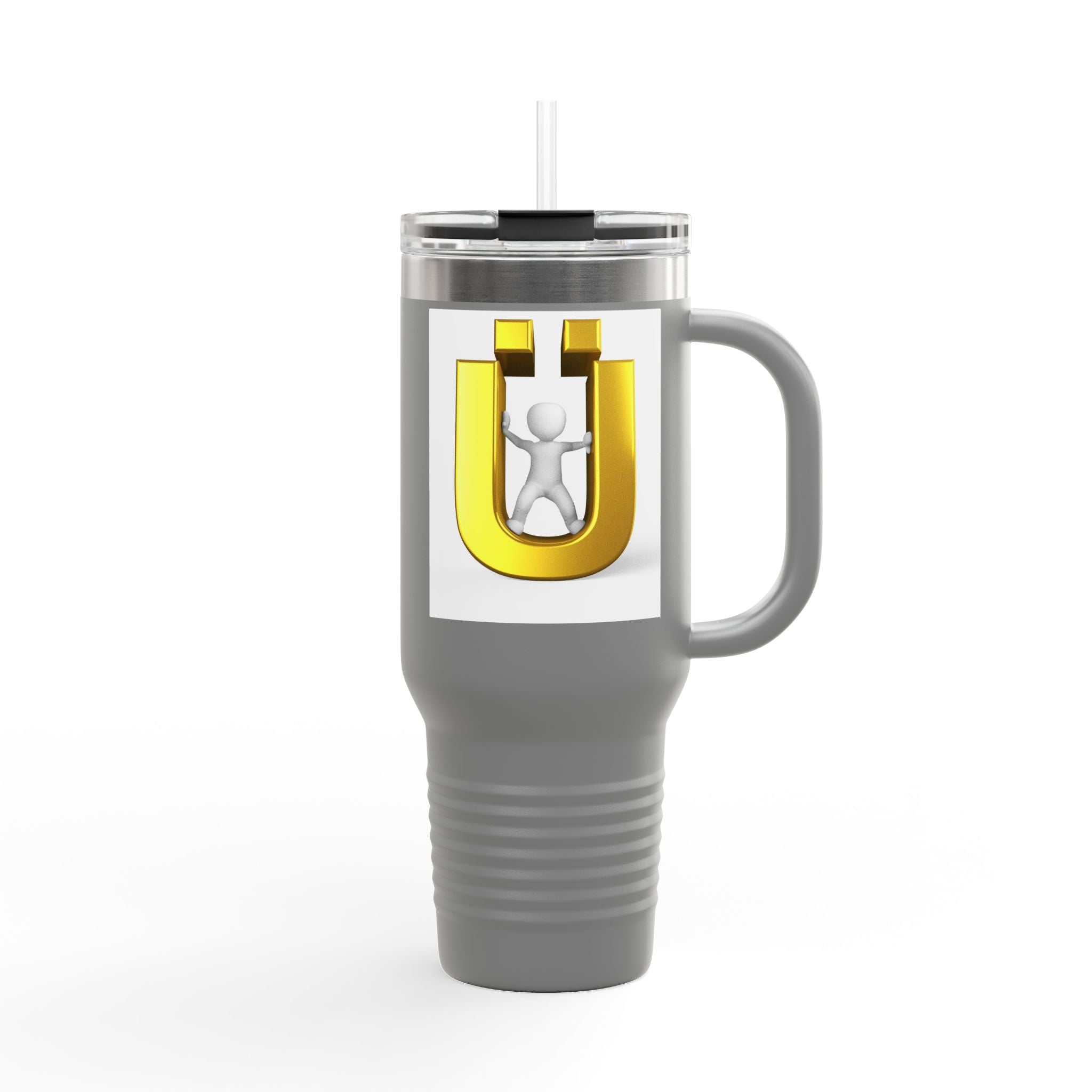 Golden Letter Ü with Figure 40oz Travel Mug | Insulated Tumbler