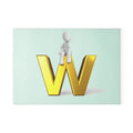Gold Letter W with Sitting Character Glass Cutting Board | Monogram Kitchen Decor