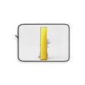 3D Character Peeking Behind Gold Letter i Laptop Sleeve | Minimalist Tech Case