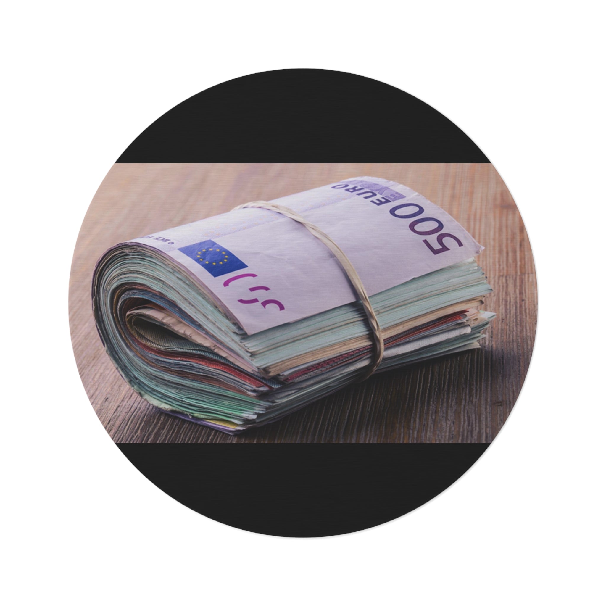 Stack of Euro Banknotes Round Rug | Money Photo Floor Mat