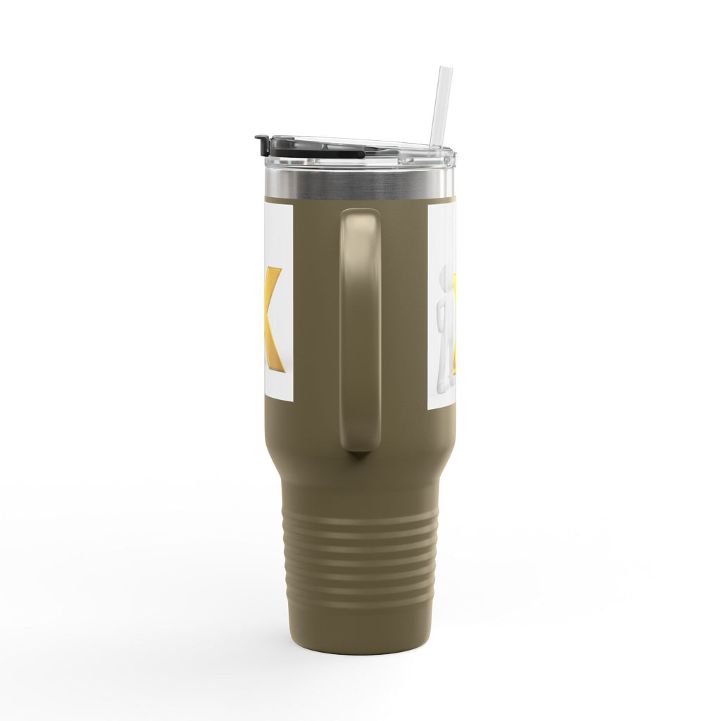 3D Stick Figure with Gold X Travel Mug | 40oz Insulated Tumbler