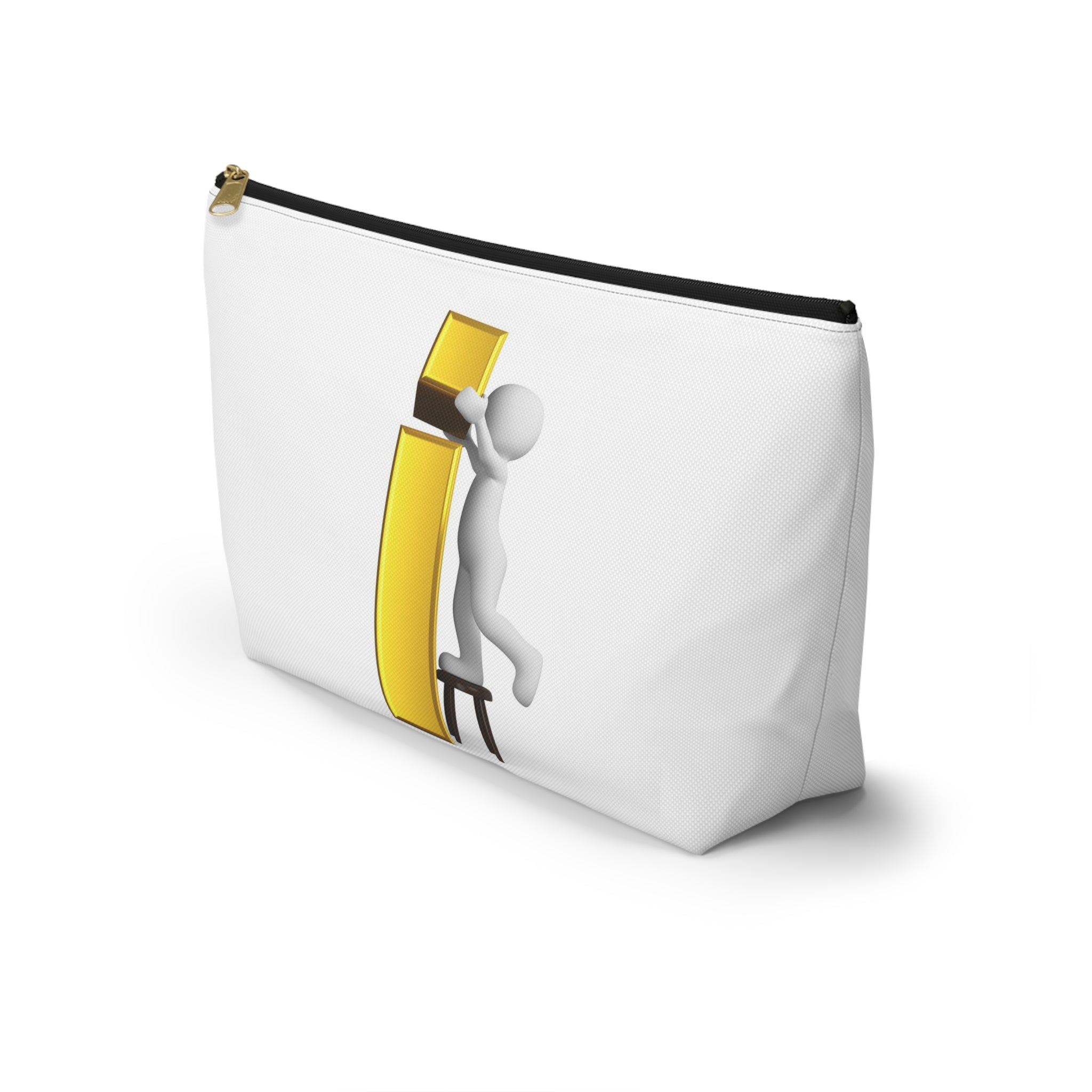 3D Stick Figure Building Gold Letter i Accessory Pouch | T-Bottom Zipper Pouch