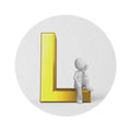Gold Letter L with 3D Figure round rug | Monogram Initial Rug