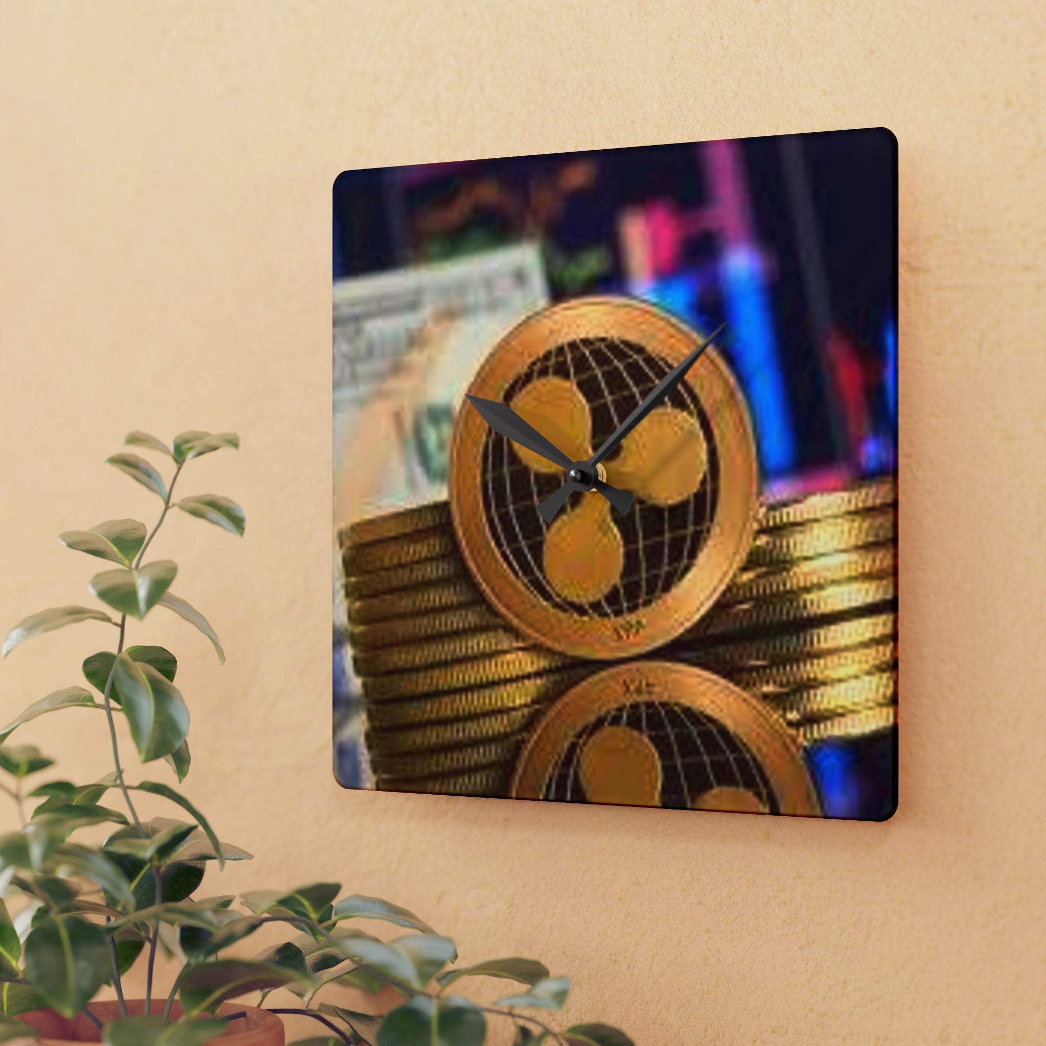 Ripple Cryptocurrency Coin Acrylic Wall Clock | Ripple XRP crypto decor