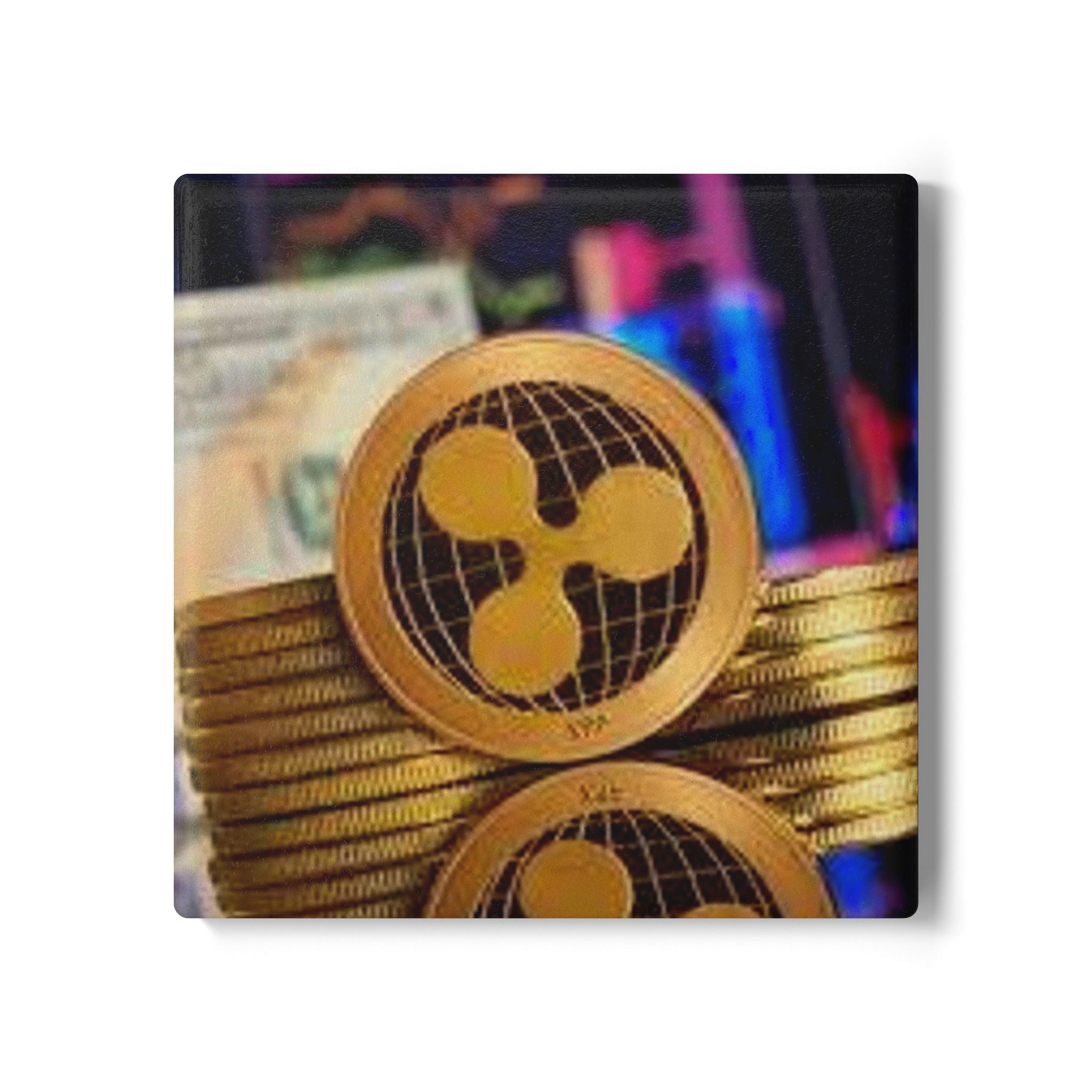 Ripple Crypto Coin ceramic coaster | Cryptocurrency stack design, cork back