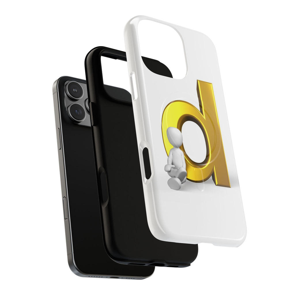 Gold Letter D with Sitting Character phone case | Magnetic Case