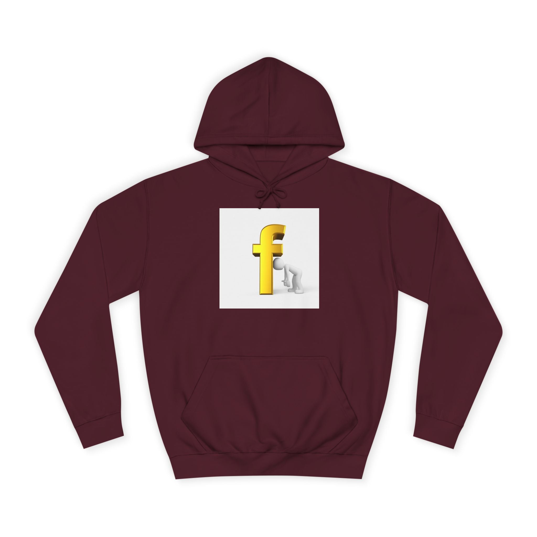 Yellow 3D Letter F Kneeling Figure Hoodie | Typography Graphic