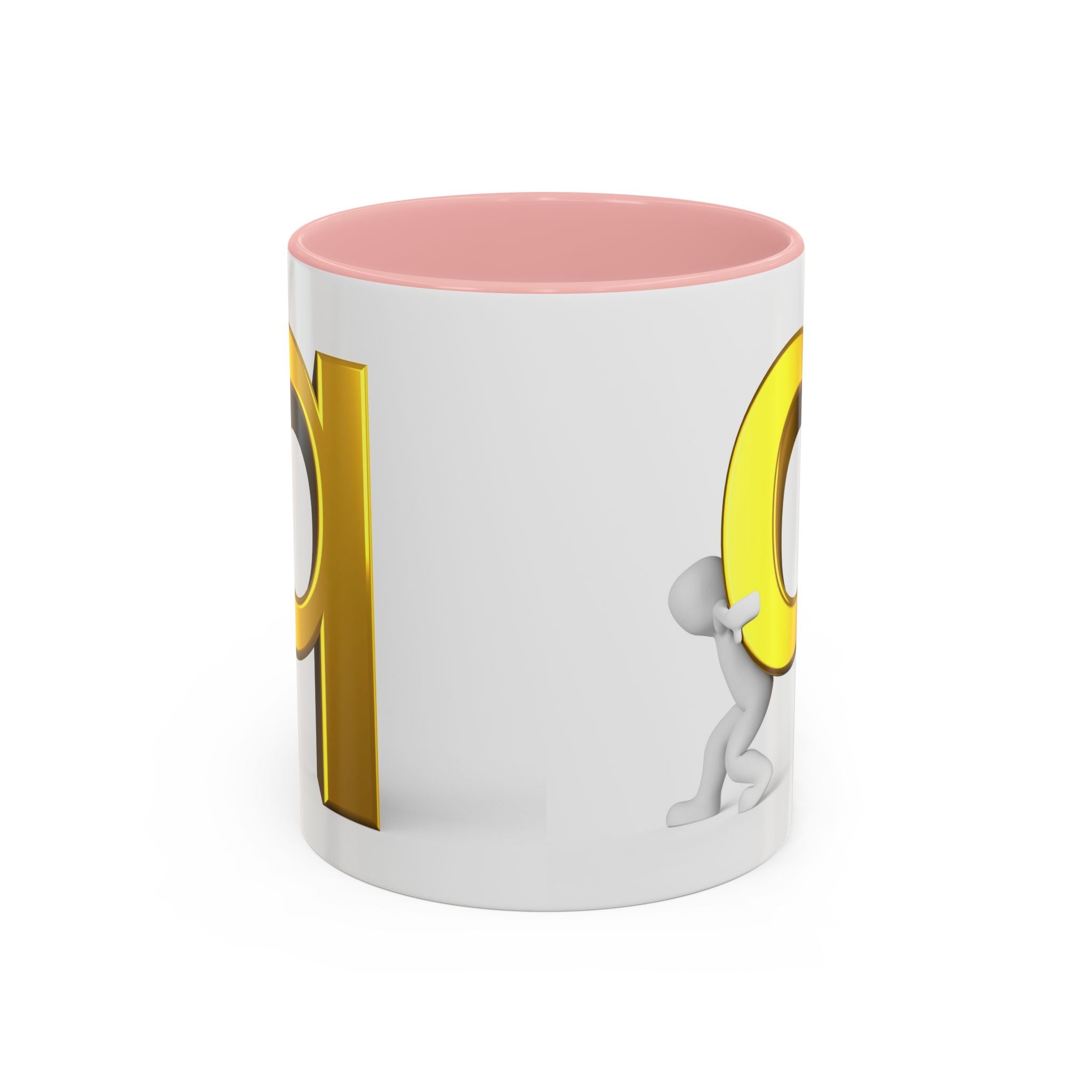 Gold Letter Q Push Character Mug | Accent Coffee Mug 11oz 15oz