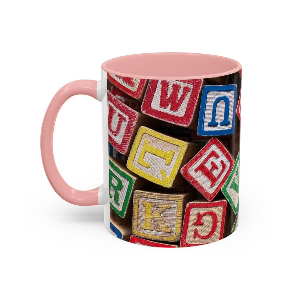 Alphabet Blocks Accent Coffee Mug | Kids Toy Letter Pattern