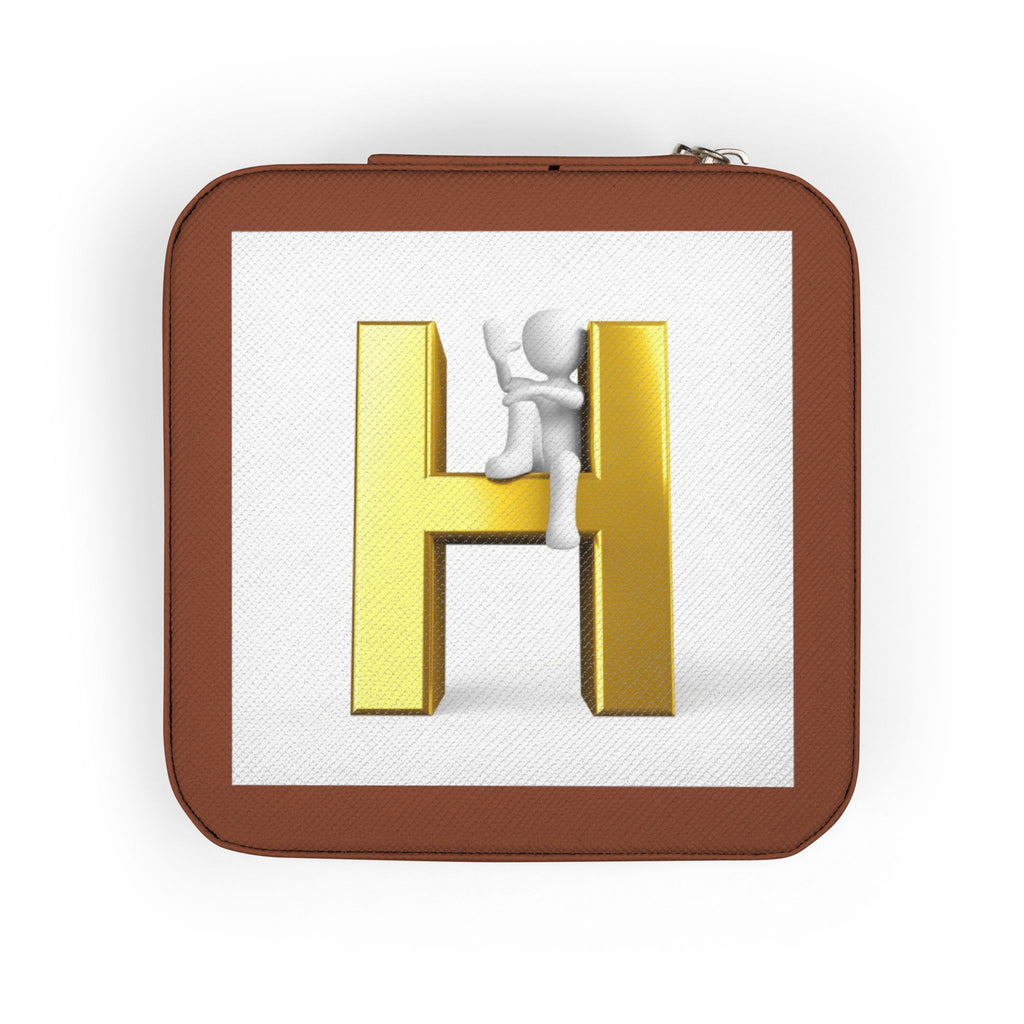 Monogram H Initial Jewelry Travel Case | Compact Square Organizer
