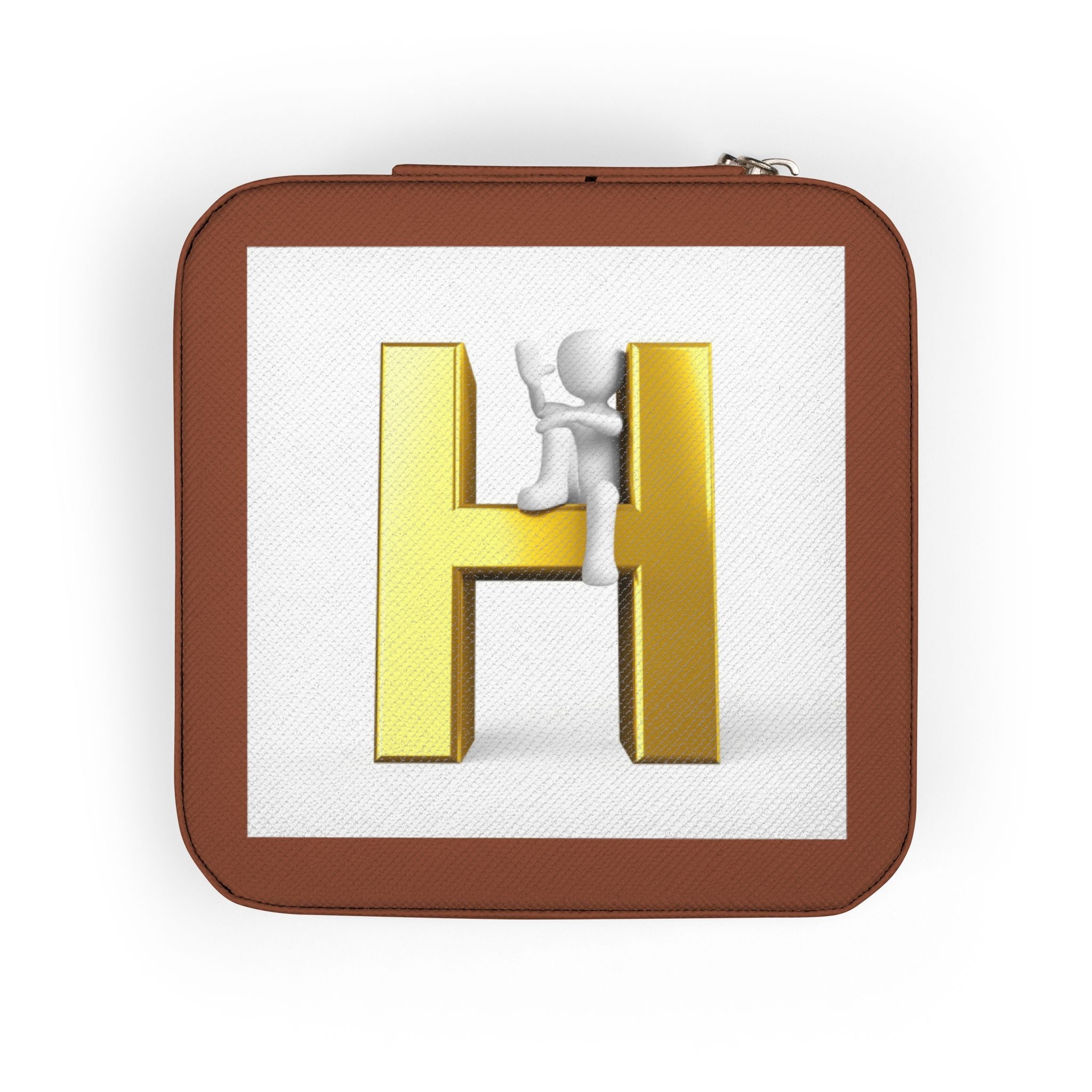 Monogram H Initial Jewelry Travel Case | Compact Square Organizer