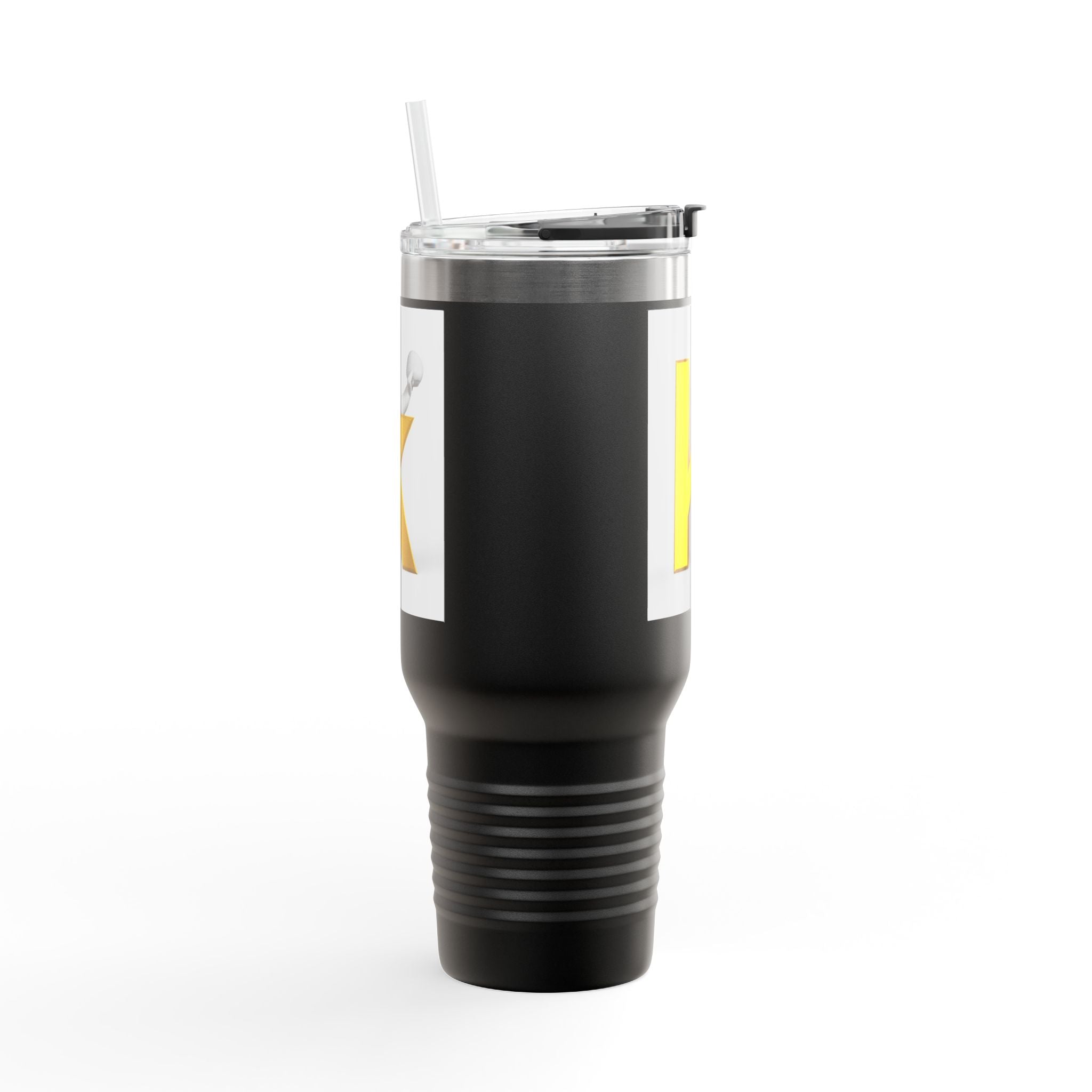 Mug de voyage initial K 3D jaune | Gobelet isotherme de 40 oz