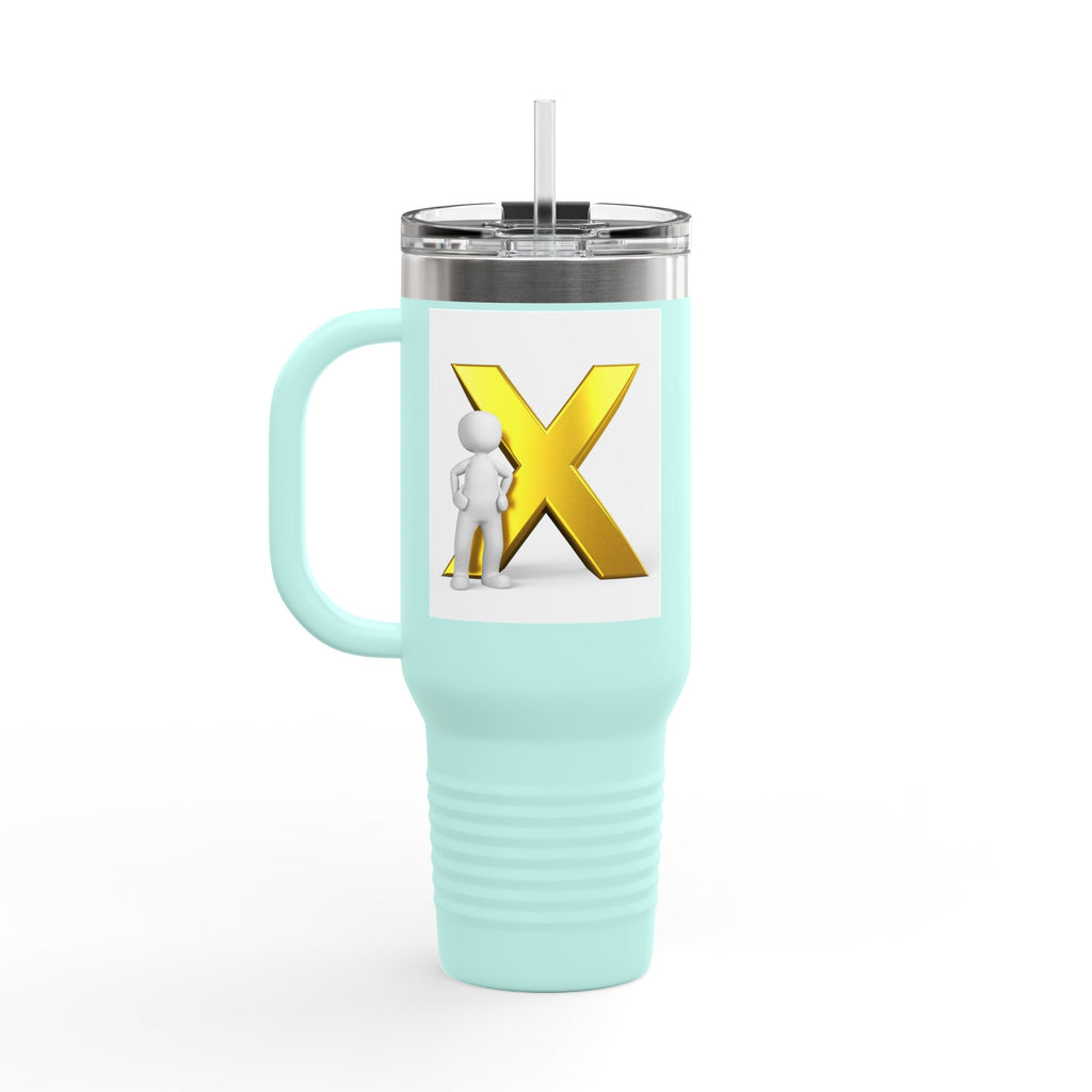3D Person with Gold X Tumbler 40oz