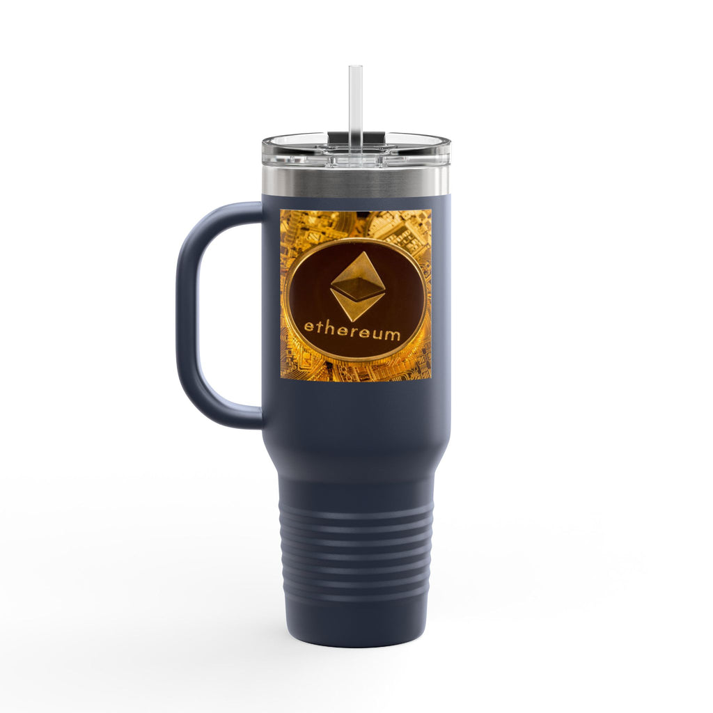 Ethereum Coin Design 40oz Travel Mug | Crypto Logo Insulated Tumbler