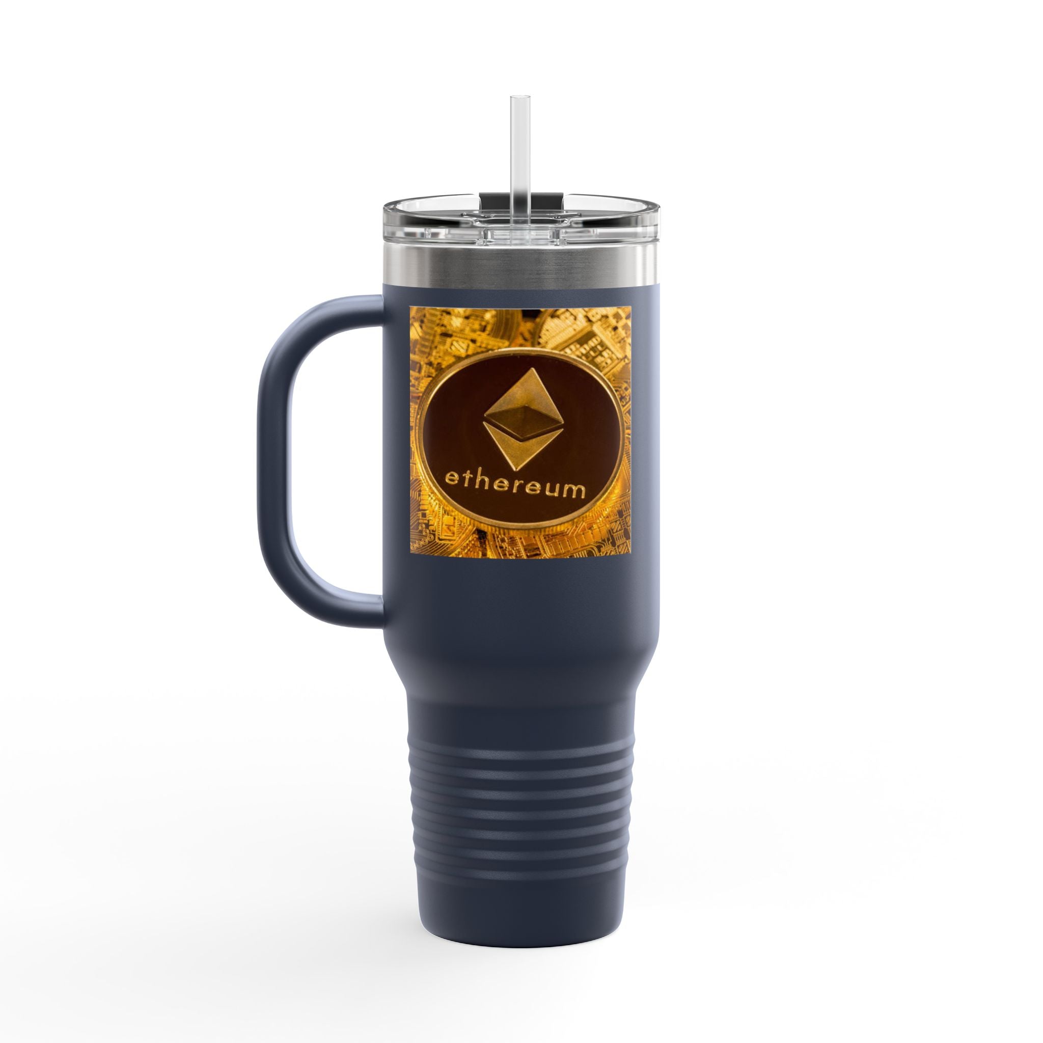 Ethereum Coin Design 40oz Travel Mug | Crypto Logo Insulated Tumbler