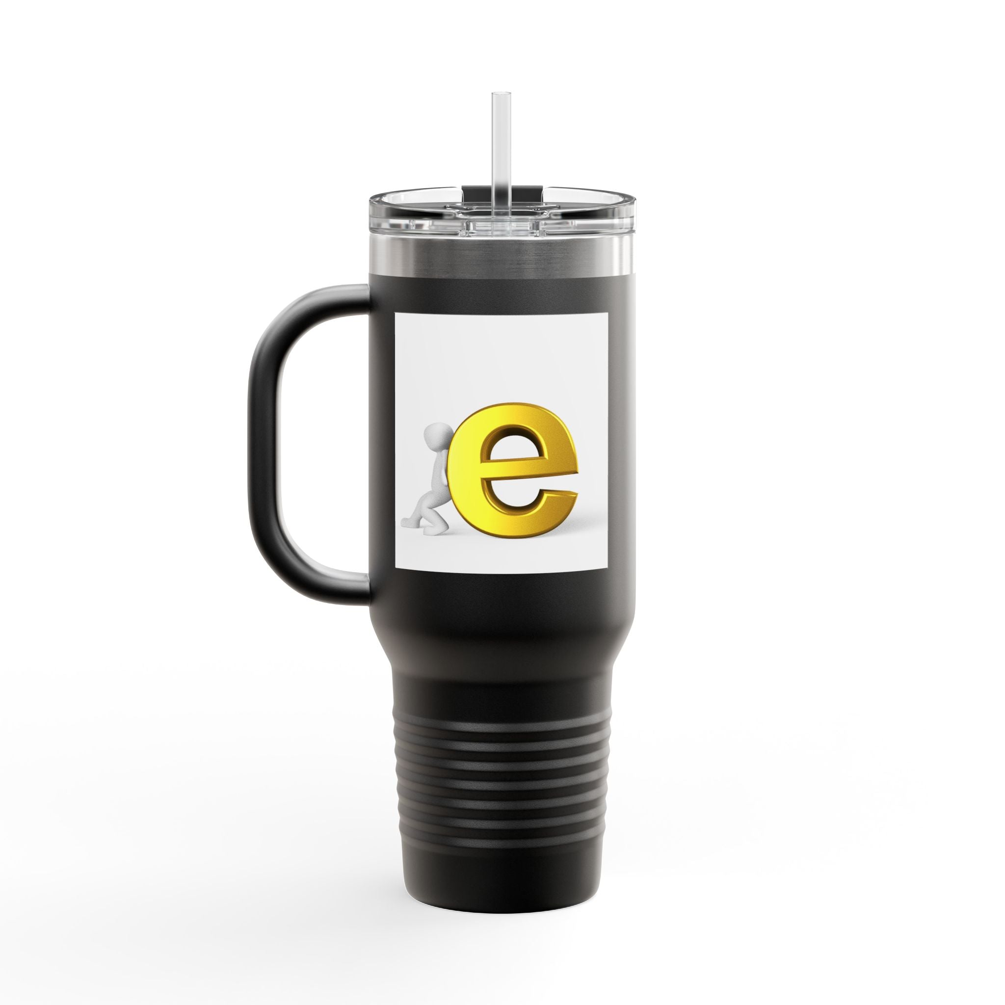 Yellow 3D Letter E Character Travel Mug | Insulated 40oz Tumbler