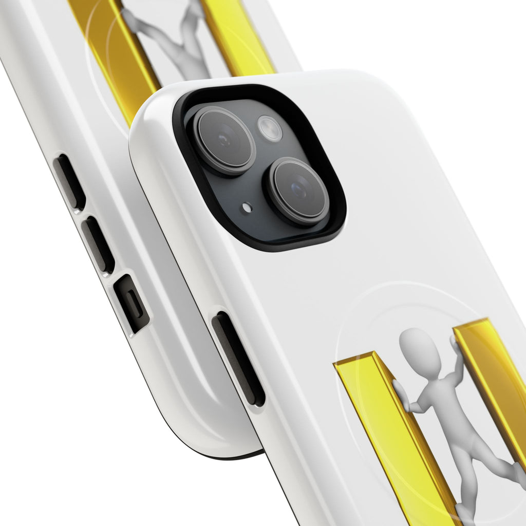 3D Gold U Letter with Stick Figure phone case | Tough Magnetic Case