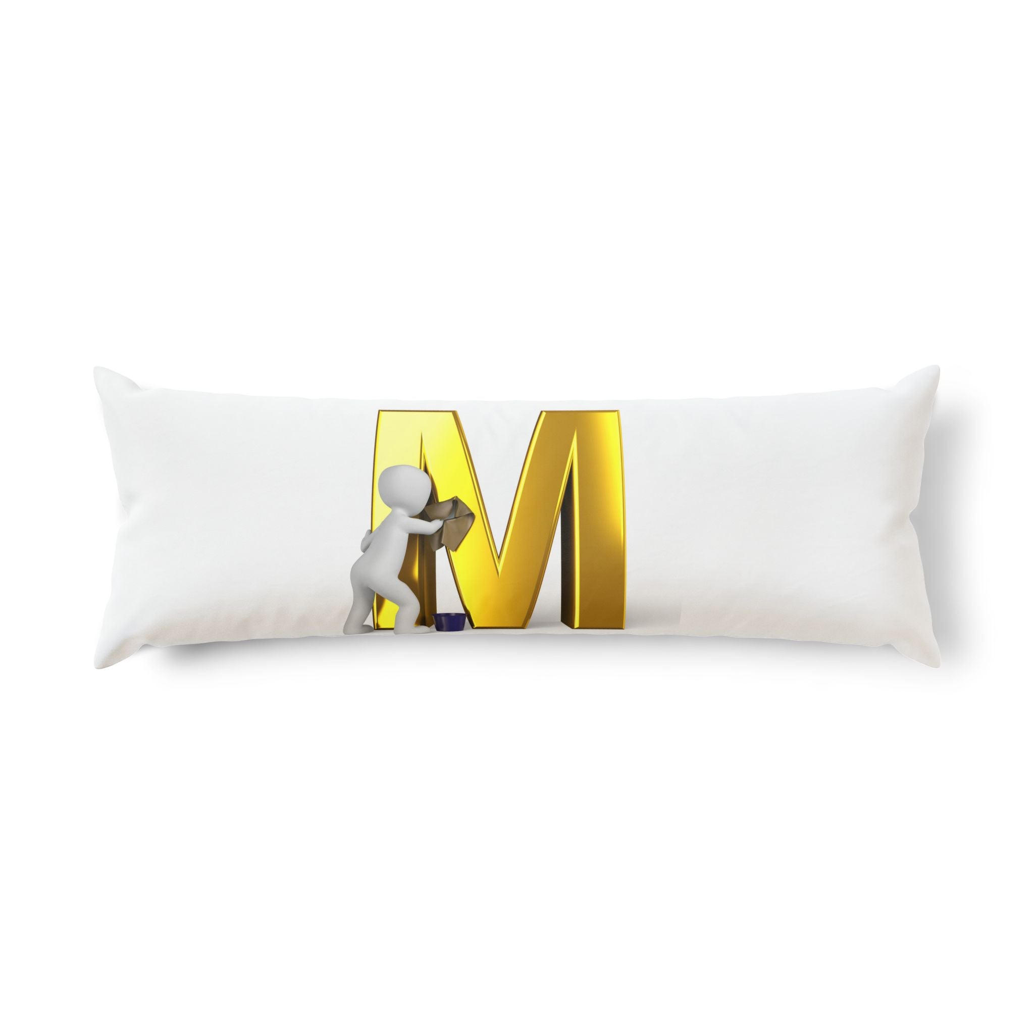 Gold Letter M with Figure body pillow | Monogram M Body Pillow