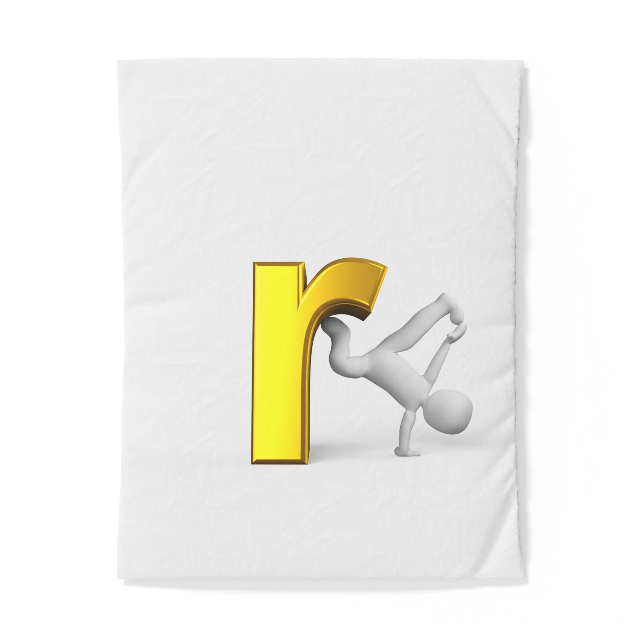 Housse de couette en coton avec lettre R dorée en 3D et motif | Parure de lit avec initiale de l'alphabet