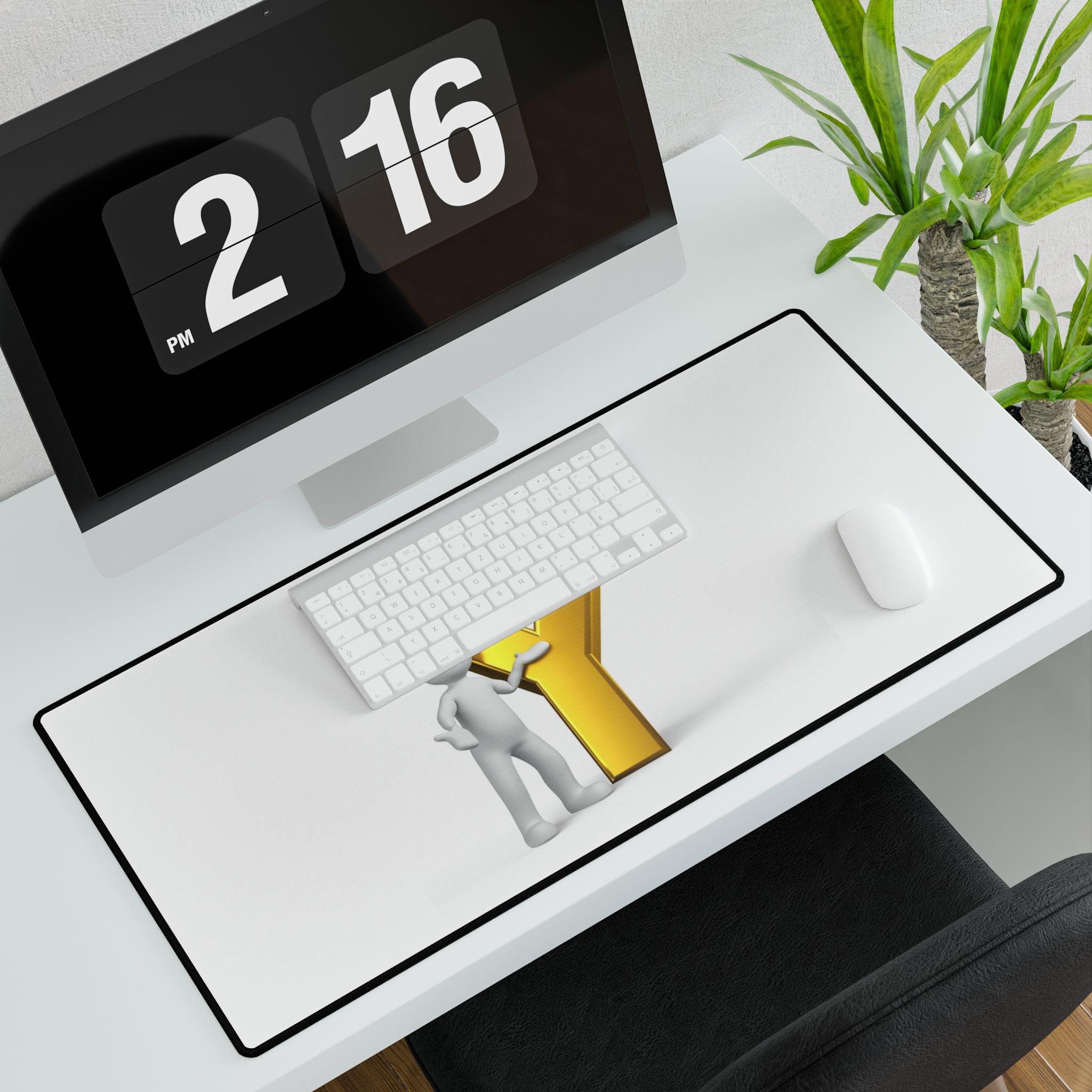 Gold Letter Y with 3D Figure Desk Mat | Alphabet Initial Desk Mat