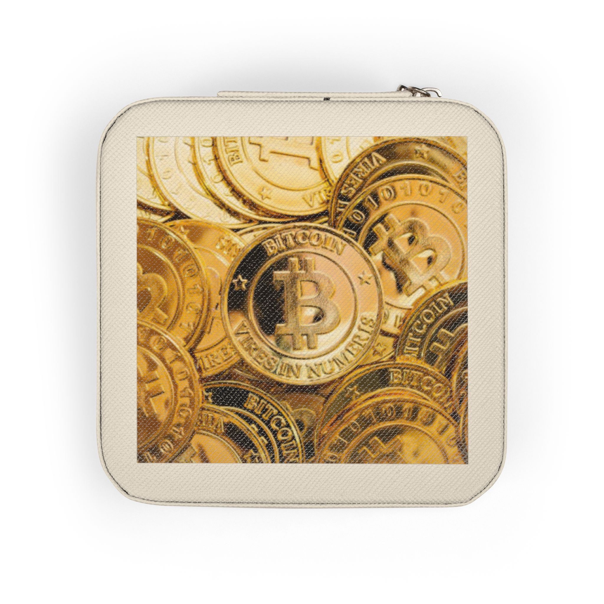 Bitcoin Pattern Jewelry Travel Case | Compact Portable Organizer